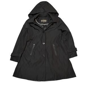 Marc New York Andrew Marc Raincoat Womens Medium Black Hooded Jacket Outdoor
